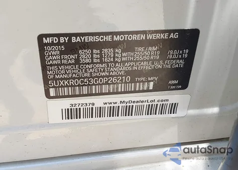 2016 BMW X5 xDrive35I z USA, uszkodzony, nr VIN 5UXKR0C53G0P26210